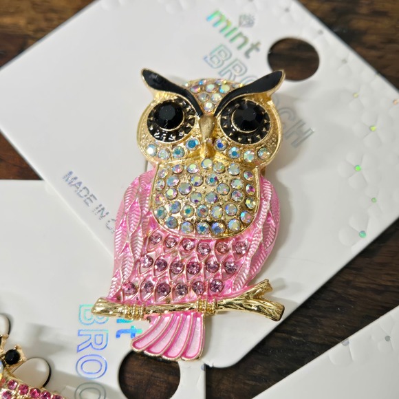Pink Crystal 4pc–Owl, Butterfly, Dragonfly, Horse|Enchanted Brooch Collection - Picture 6 of 6